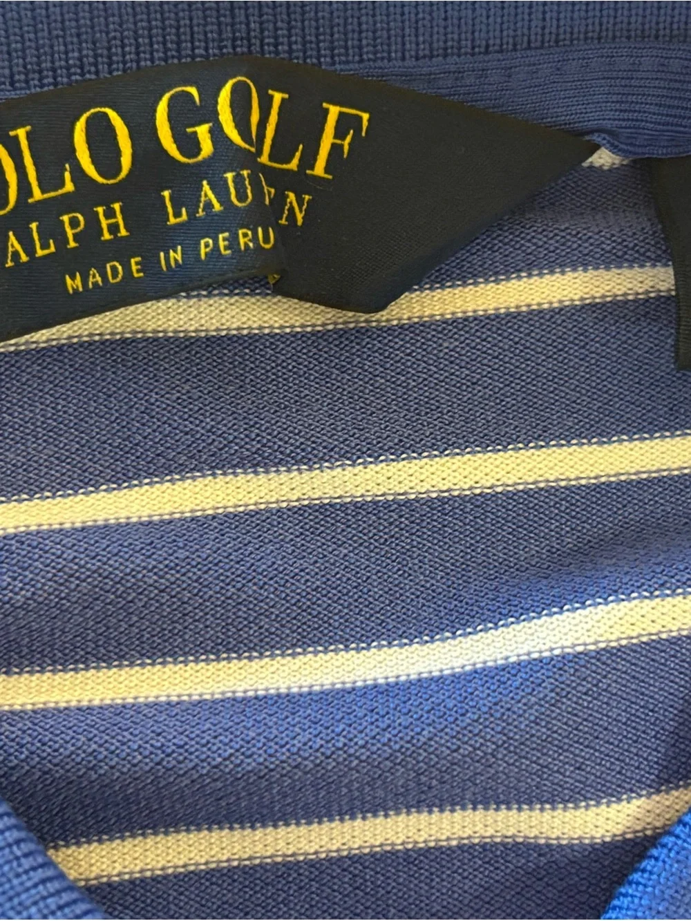 Ralph Lauren Golf Blue and White Striped Polo Shirt Large Pony